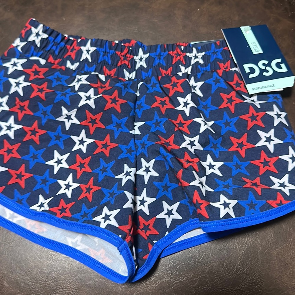 DSG STRIDE RUNNING SHORTS: RETRO STARS: RED/WHITE/BLUE: NWT: SZ 2XS